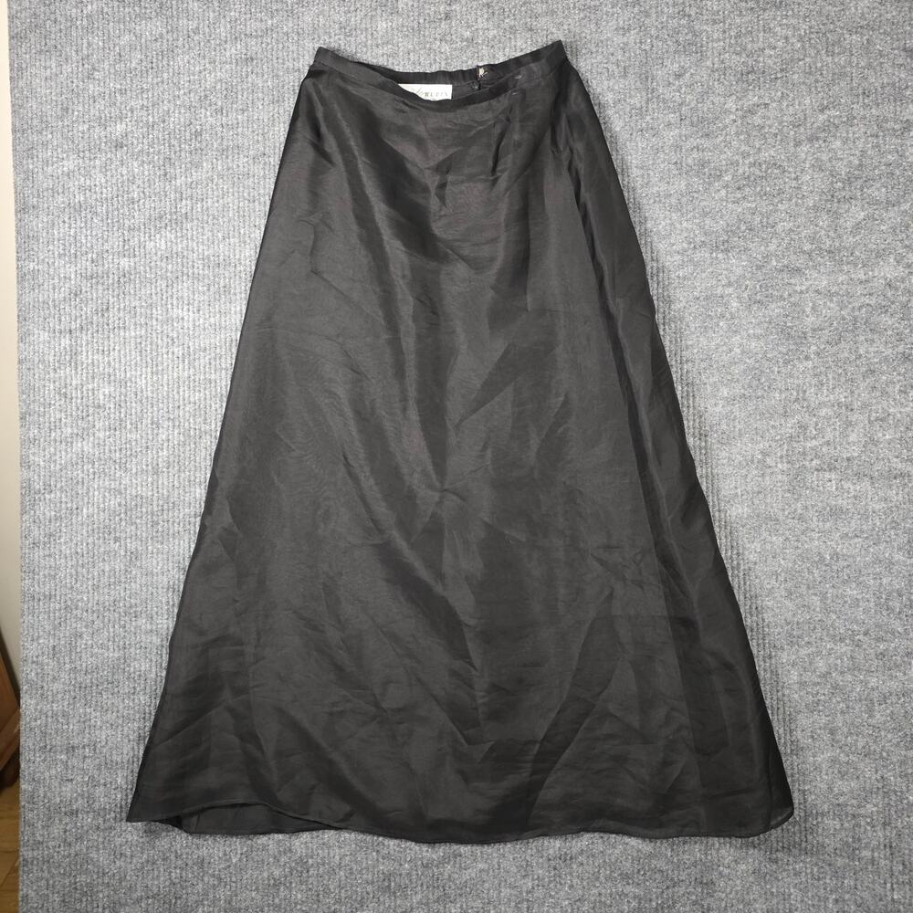 Lillie Rubin Black Satin Maxi Skirt A-Line Formal Size 6